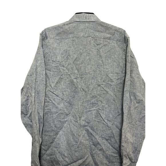 Stantt Button Down Shirt Linen Blend Long Sleeve Buttoned Cuffs Blue M XL NWOT - Picture 6 of 8